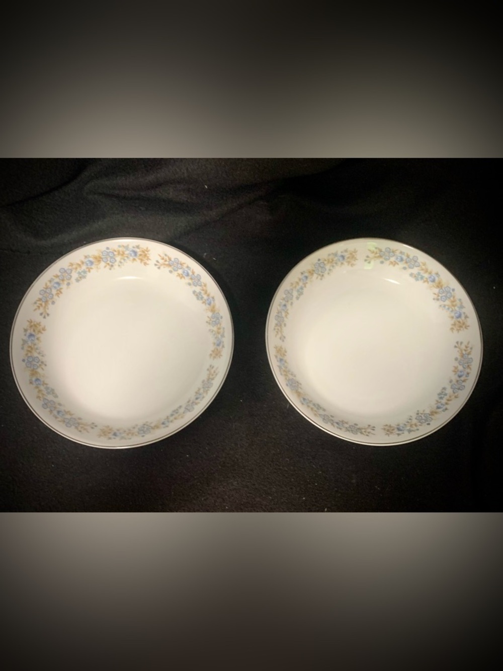 (2) Vintage Oxford “Blue Heaven” Soup/Cereal Bowls Bundle Blue Floral Pattern